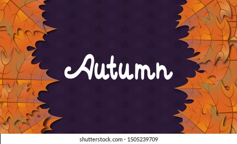 Autumn vector horizontal background with colorful orange maple leaves.