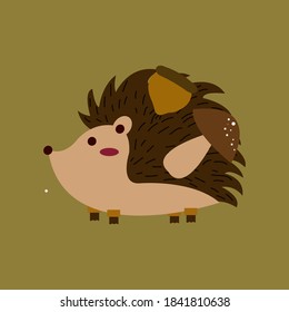 autumn vector illustration depicting a hedgehog, mushrooms and acorns