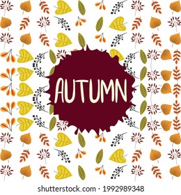 Autumn Vector Illustration of an Autumn Design Bright falls leaves. Poster, card, label, banner design set. Vector illustration