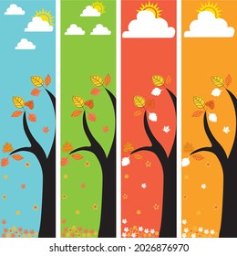 Autumn Vector Illustration of an Autumn Design Bright fall leaves. Poster, card, label, banner design set. Vector illustration
