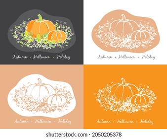 Autumn vector illustration with different colors