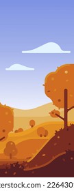 Autumn vector illustration. Autumn landscape scene.
