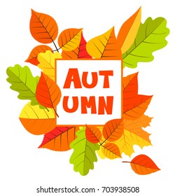 Autumn vector illustration on the background of leaves.