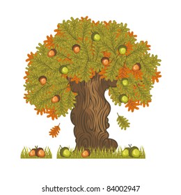 autumn vector oak with acorns