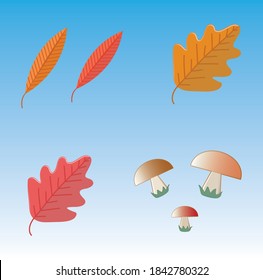 Autumn vector pack leaf fall and mushrooms