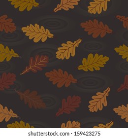 Autumn vector pattern with oak leaves