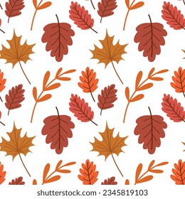 autumn vector pattern. red, red, yellow autumn leaves on a white background. autumn design mockup