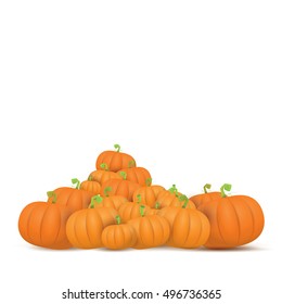 autumn vector pumpkins border design template for banners and thanksgiving day backgrounds.  vector pumpkins frame isolated on white