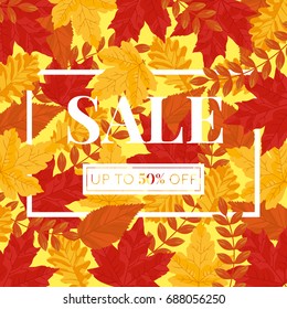 Autumn Vector Sale Square Banner - Leaves