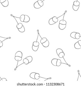Autumn vector seamless background with acorns. Monochrome illustration.