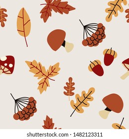 Autumn vector seamless pattern. Background for wallpaper, wrapping, packing and backdrop.