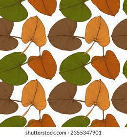 Autumn vector seamless pattern with colorful leaves on a white background. Pattern for textiles, wrapping paper, wallpapers, covers, social media posts.