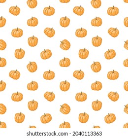 autumn vector seamless pattern of cute Halloween pumpkins