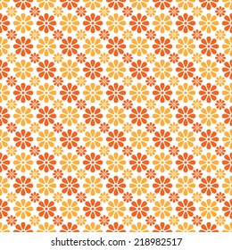Autumn vector seamless pattern. Endless texture for wallpaper, fill, web page background, texture. Halloween and thanksgiving geometric ornament. Orange and white colors