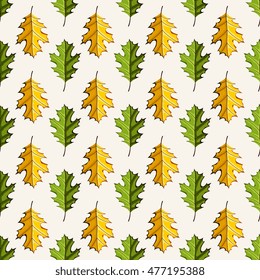 Autumn vector seamless pattern. Hand draw autumn leaves background.