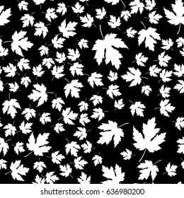 Autumn vector seamless pattern. Hand draw autumn leaves background.
