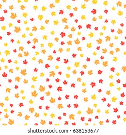 Autumn vector seamless pattern. Hand draw autumn leaves background.