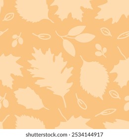 Autumn vector seamless pattern with leaves, acorns, berries for printing, design, sale, banner