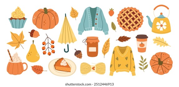 Autumn vector set of illustrations on a white background