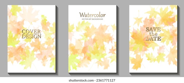 Autumn vector set watercolor foliage on white background. Maple leaves. Hand drawn fall wallpaper design for cards, flyers, poster, cover, invitation cards, prints. Back to school. Autumn illustration