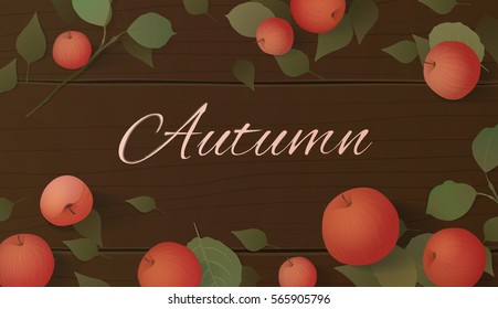 Autumn vector template with red apples.