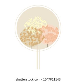 Autumn, vector trees. Red maple, orange oak. Autumn leaves. Seasons.