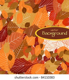 Autumn vector wallpaper with colored leaves