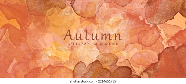 Autumn vector watercolor art background. Hand drawn fall wallpaper design for cards, flyers, poster, banner, cover design, invitation cards, prints, and wall art. Autumn colors template for design.