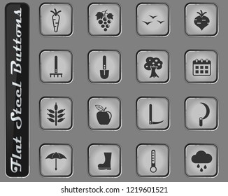 autumn vector web icons on the flat steel buttons