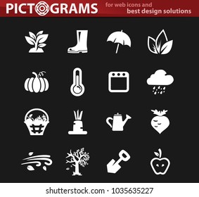 Autumn vector white icons for user interface design
