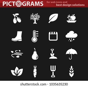 Autumn vector white icons for user interface design