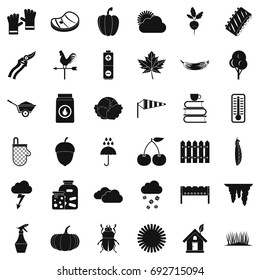 Autumn vegetable icons set. Simple style of 36 autumn vegetable vector icons for web isolated on white background