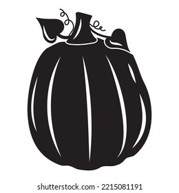 Autumn vegetable pumpkin, black silhouette, vector isolated illustration icon