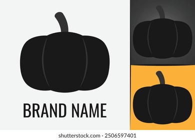 Autumn vegetable pumpkin logo. Farm pumpkins logotype. Orange veggie logo