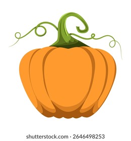 Autumn vegetables illustration. Orange pumpkin isolated on white background. Simple flat vector
