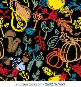 Herbst Gemüse nahtlose Muster Stillleben, Öko-Doodle
