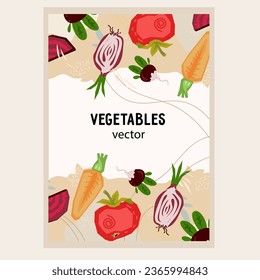 Autumn vegetables vector background for sauce, food preserves label design hand drawn vector illustration. Background design for food and preserved canned vegetables packs.