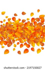 Autumn vertical leaf background. Golden falling foliage autumn banner isolated on white. Vector illustration seasonal fall design template