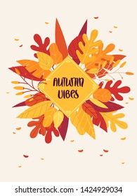 Autumn Vibes - Card with Colorful Leaves