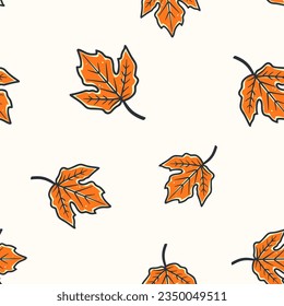 Autumn vibes - cartoon seamless pattern of cute fall of leaves