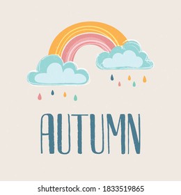 Autumn vibes - hand drawn seasonal lettering. Modern brush calligraphy. Vector illustration. Autumn badge/card/invitation/banner template/poster. EPS 10