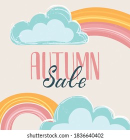 Autumn vibes - hand drawn seasonal lettering. Modern brush calligraphy. Vector illustration. Autumn badge/card/invitation/banner template/poster. EPS 10