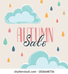 Autumn vibes - hand drawn seasonal lettering. Modern brush calligraphy. Vector illustration. Autumn badge/card/invitation/banner template/poster. EPS 10