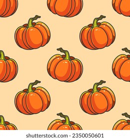 Autumn vibes - seamless pattern of cute cartoonish pumpkins