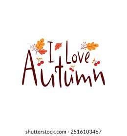 Autumn vibes. Seasonal square template with motivation quote and chestnut leaf in minimalist style. Hand drawn lettering. Autumn design for banners, posters, cards, invitations. Vector illustration