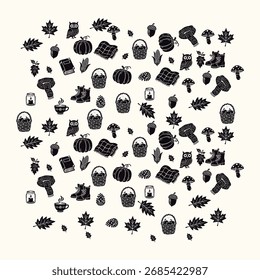 outono vibes vetor estilo linocut vintage