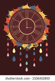 Autumn vintage background with clocks,