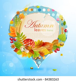 Autumn vintage bubble with colorful leaves and place for text. Vector illustration. Check my portfolio for raster version.