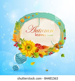 Autumn vintage bubble with colorful leaves and place for text. Vector illustration. Check my portfolio for raster version.