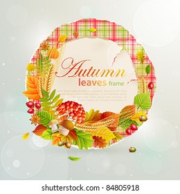 Autumn vintage bubble with colorful leaves and place for text. Vector illustration. Check my portfolio for raster version.